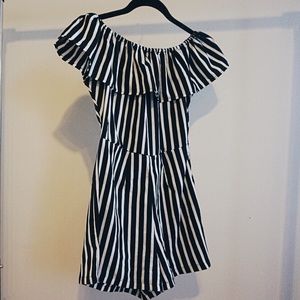 BooHoo striped off the shoulder romper